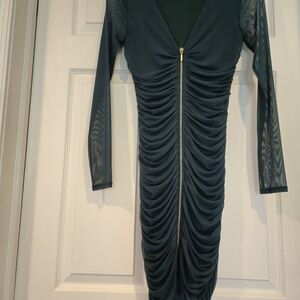 Guess Dark Teal Long Sleeve Dress with Zipper